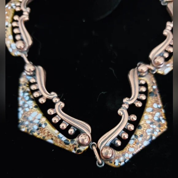 Vintage Matisse Copper and Speckled Enamel Set Embellished 1950's 60's Feminine